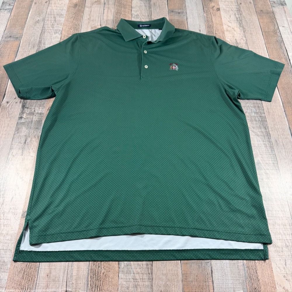 Turtleson Polo Shirt Men XL Green Geometric Inverness Club Golf Performance